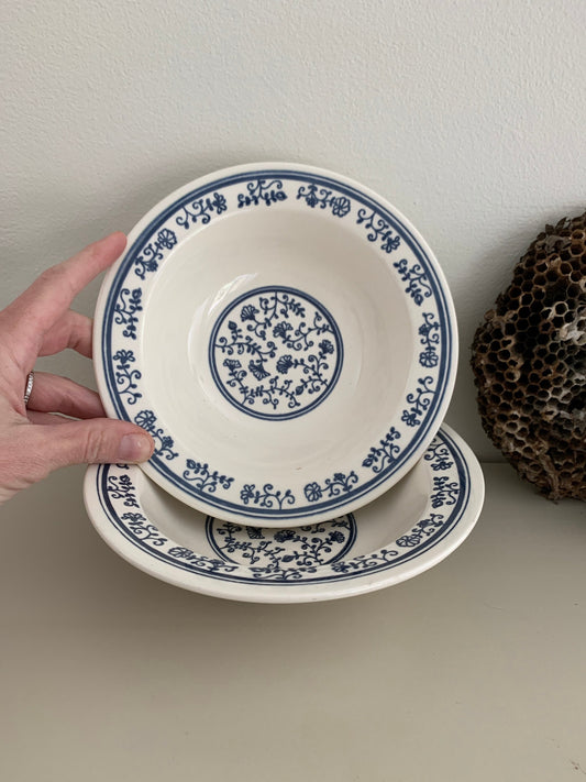 Bone and blue floral bowl