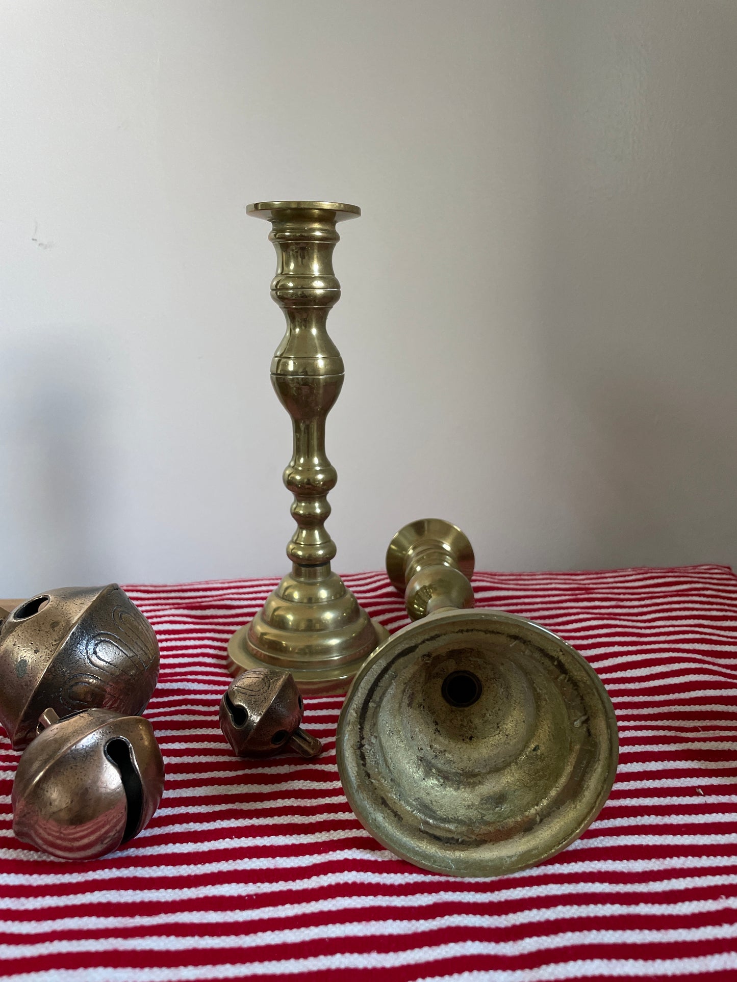 Brass candlesticks, pair