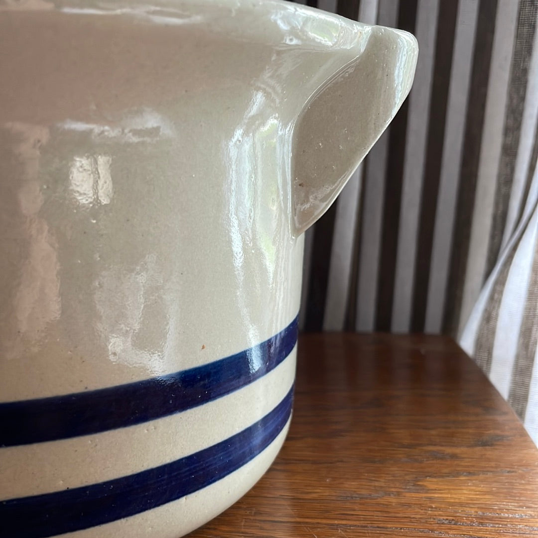 Blue Striped Stoneware Pickling Crock