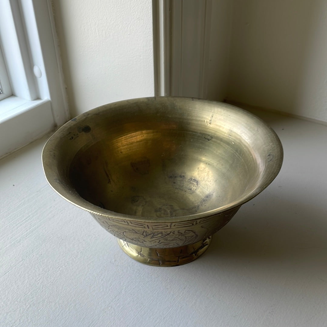 Etched Brass Footed Bowl