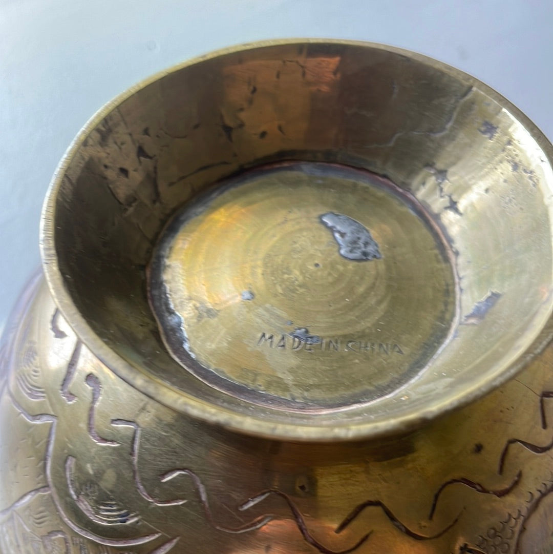 Etched Brass Footed Bowl