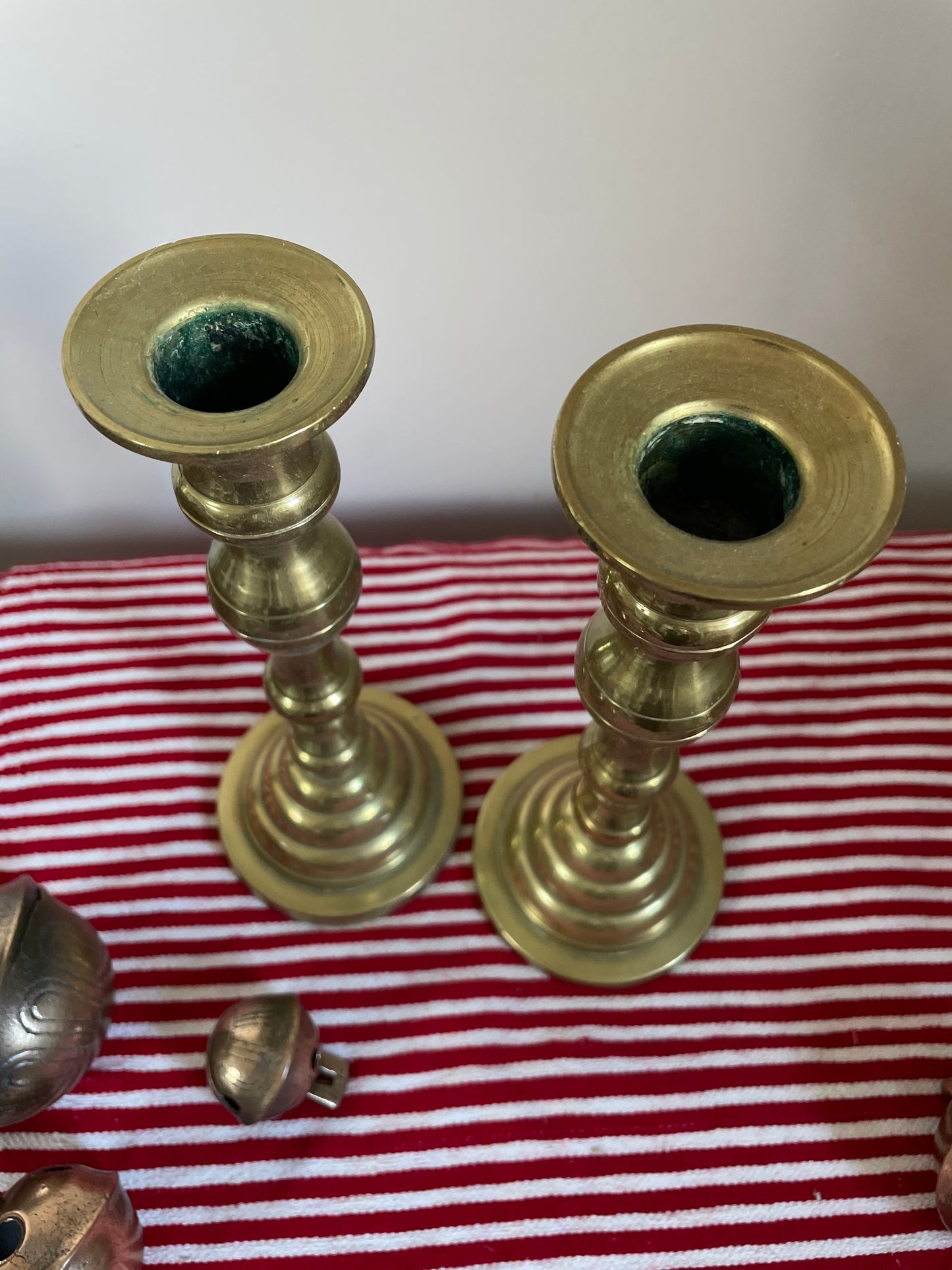 Brass candlesticks, pair