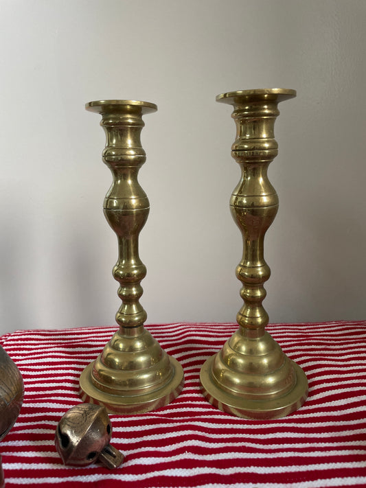 Brass candlesticks, pair