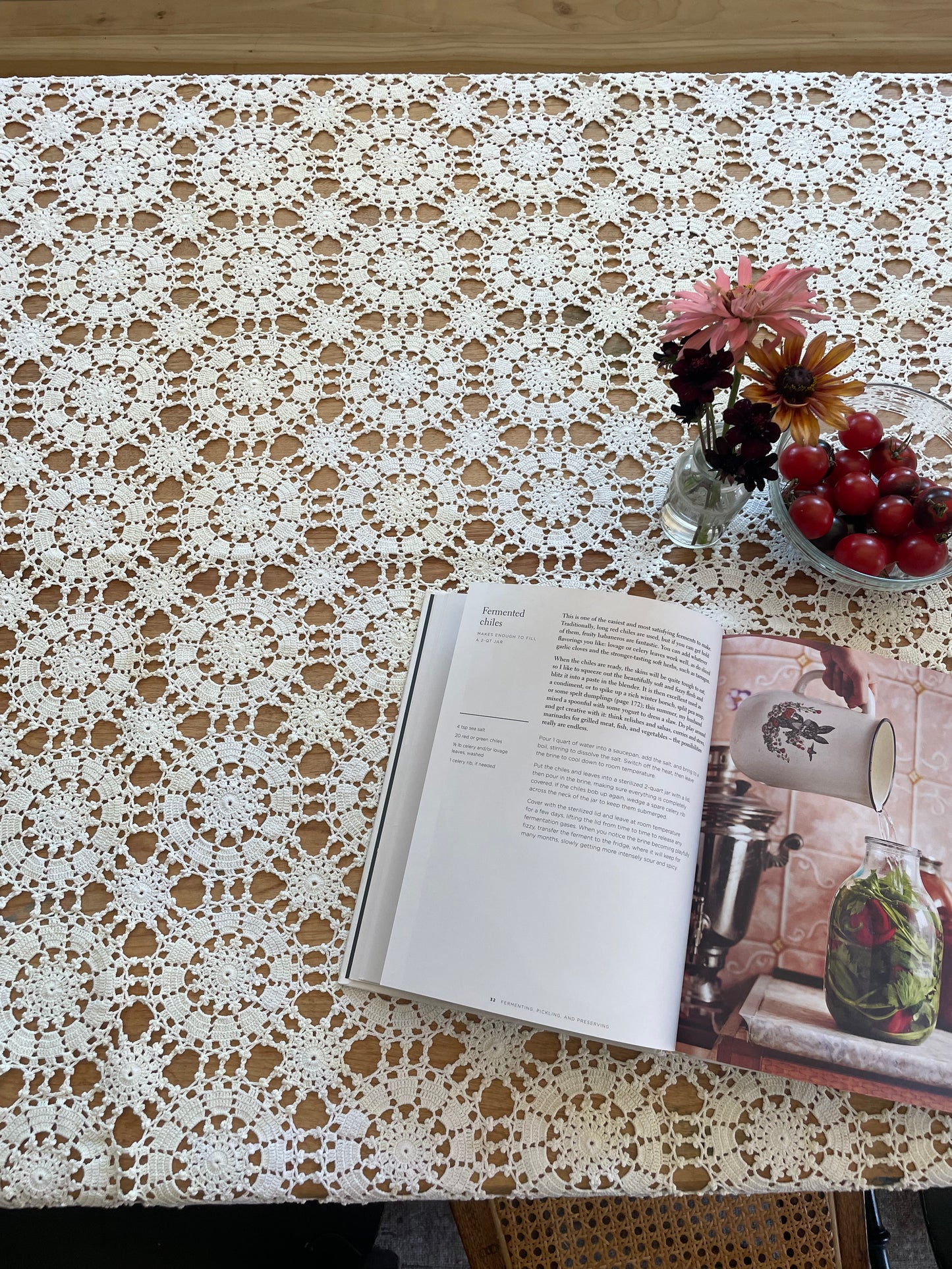 White Crochet Tablecloth