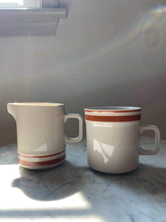 Japanese stoneware mug and creamer