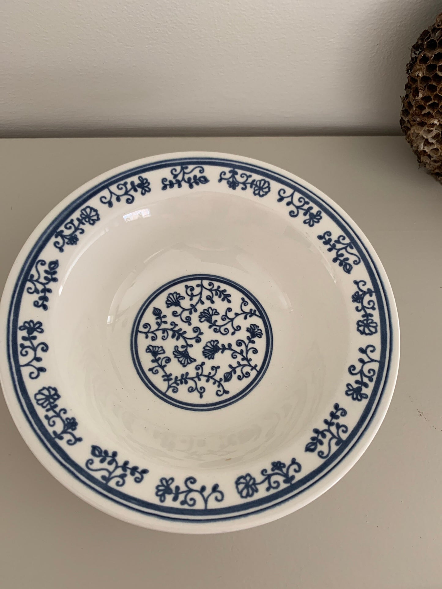 Bone and blue floral bowl