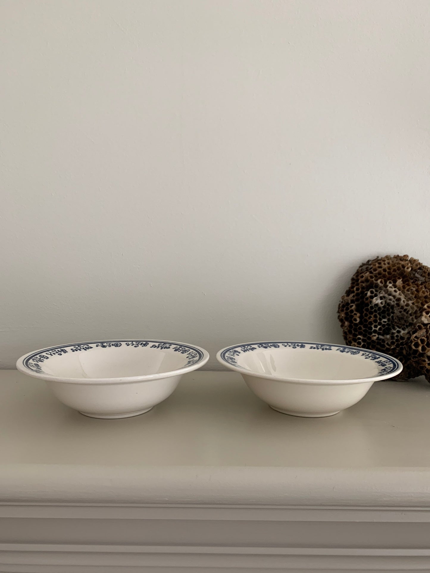 Bone and blue floral bowl