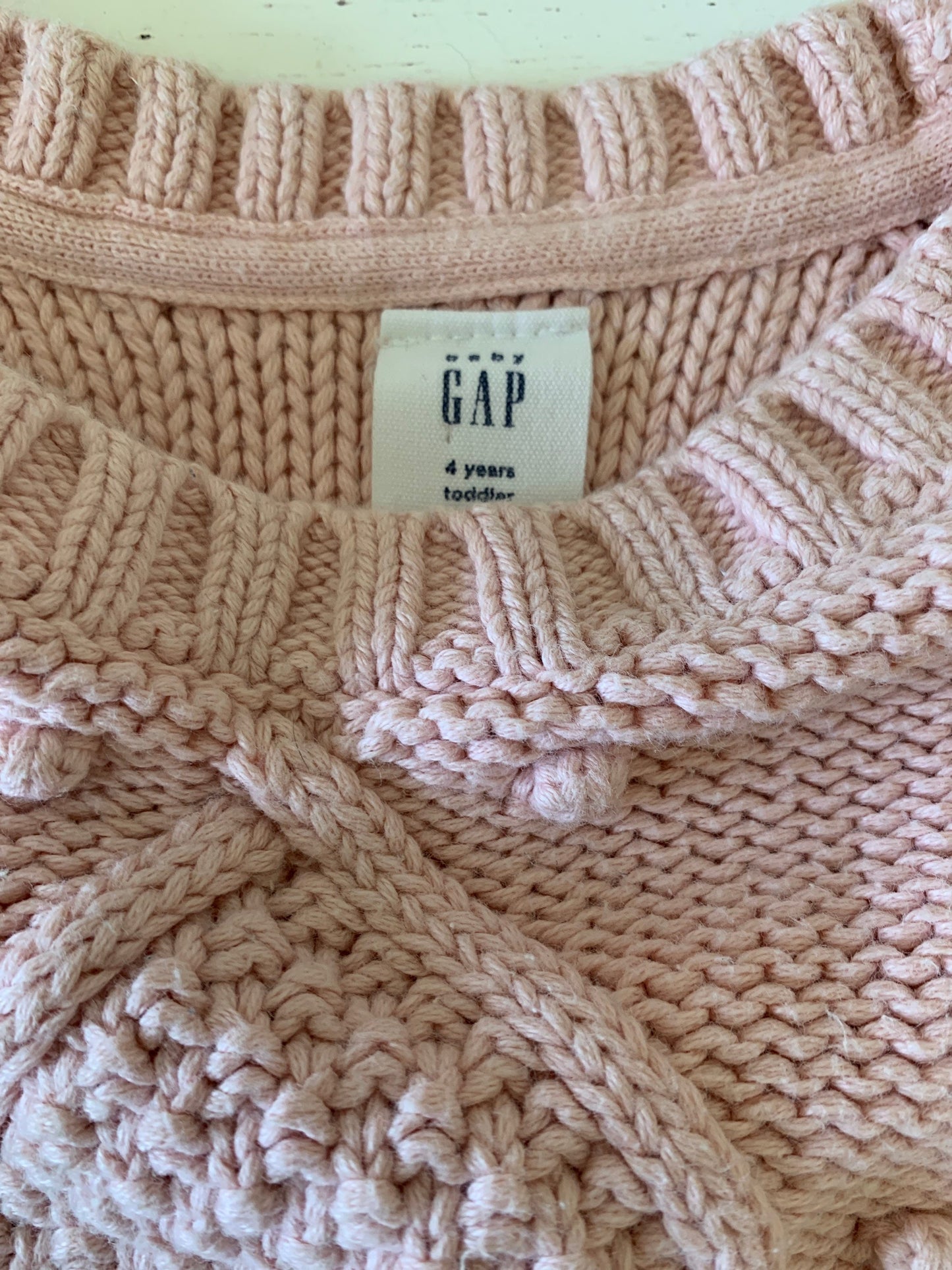 Pink cable knit girls sweater