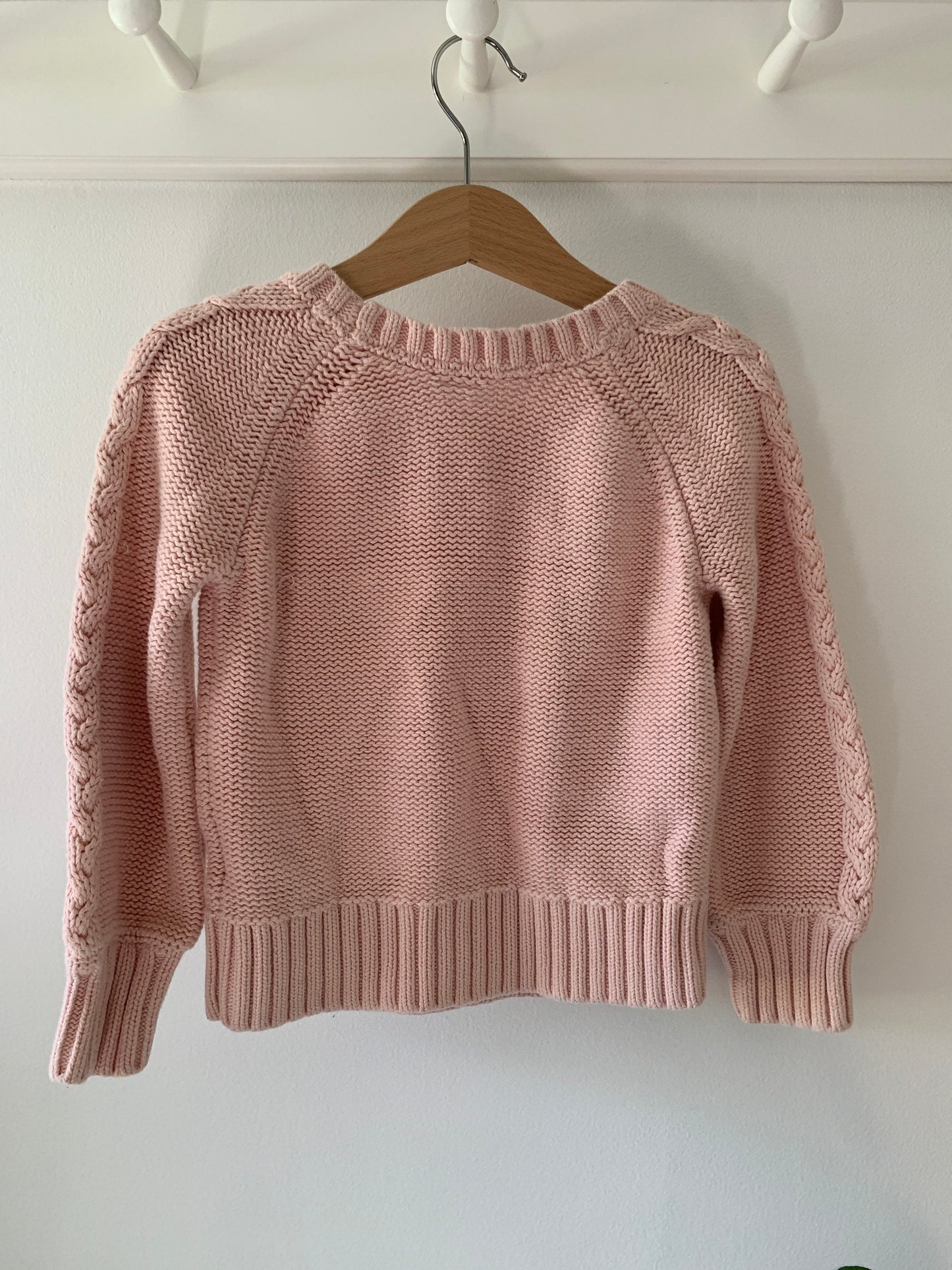 Pink cable knit girls sweater