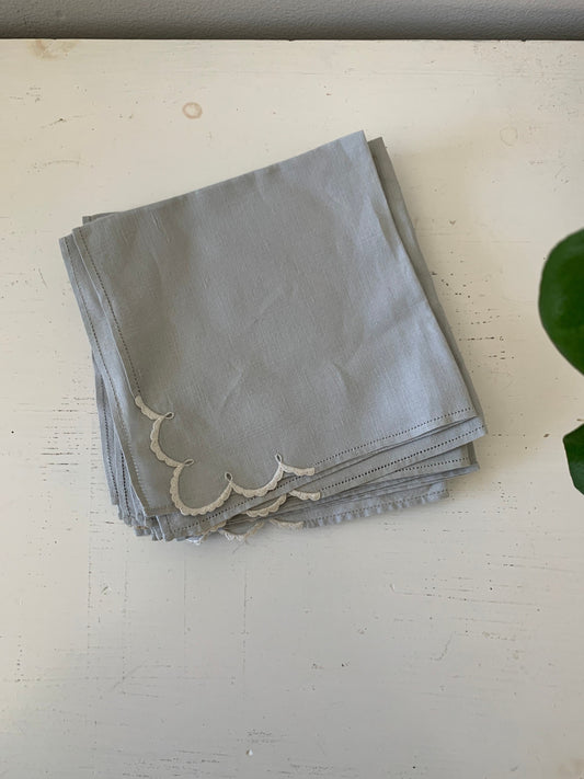 Pale blue linen napkins, set of 8