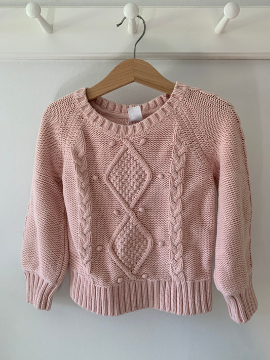 Pink cable knit girls sweater