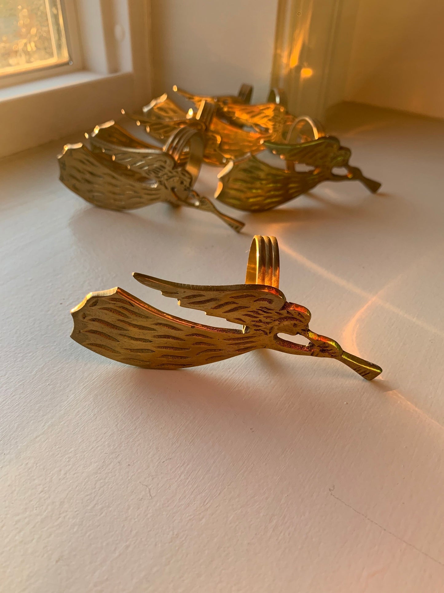 Brass angel napkin rings, set of 6