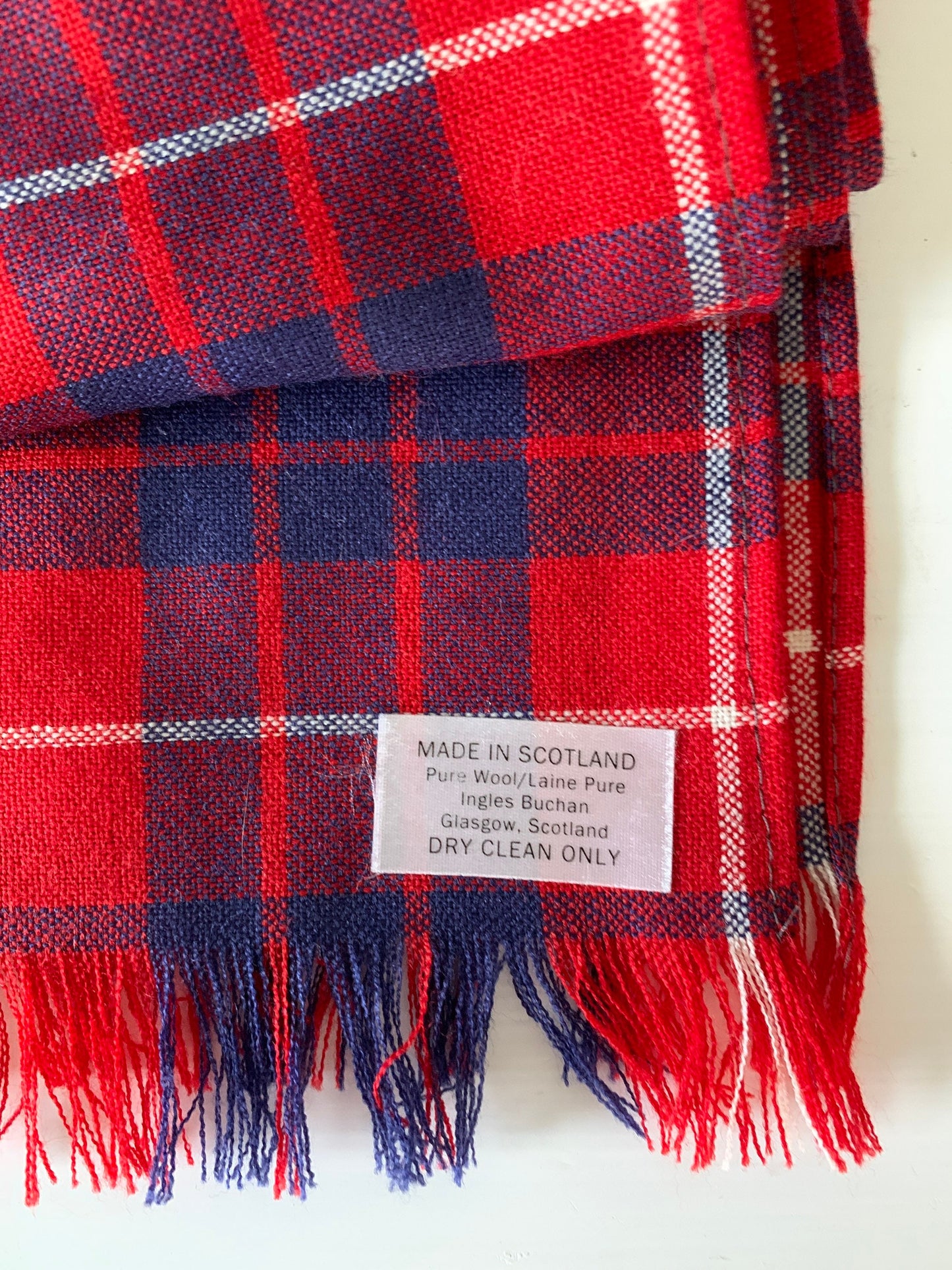 Lightweight plaid wool scarf