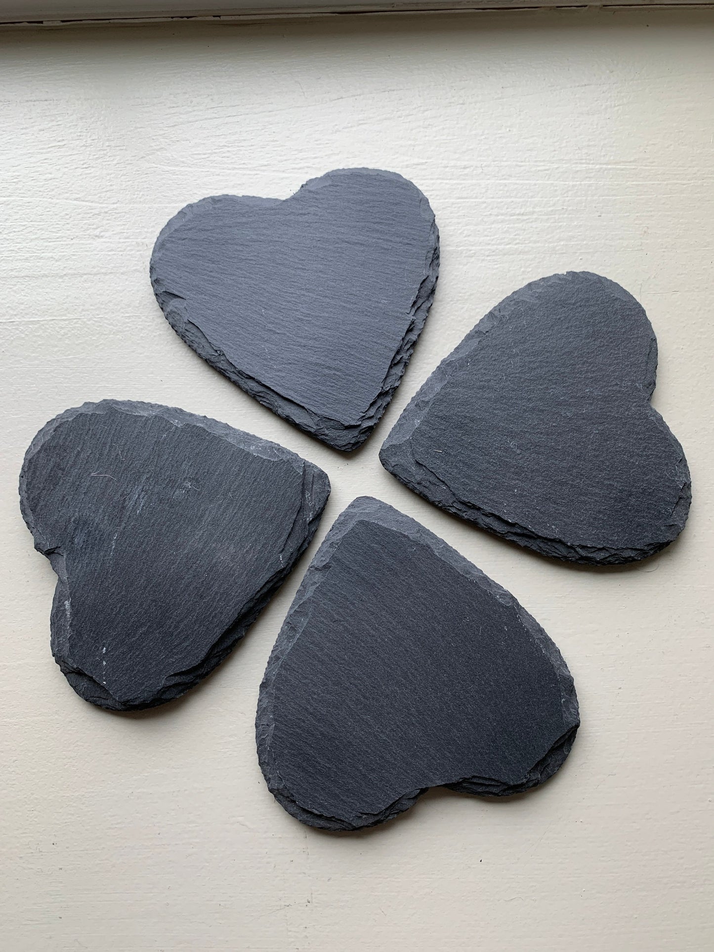 Slate heart coasters, set of 4